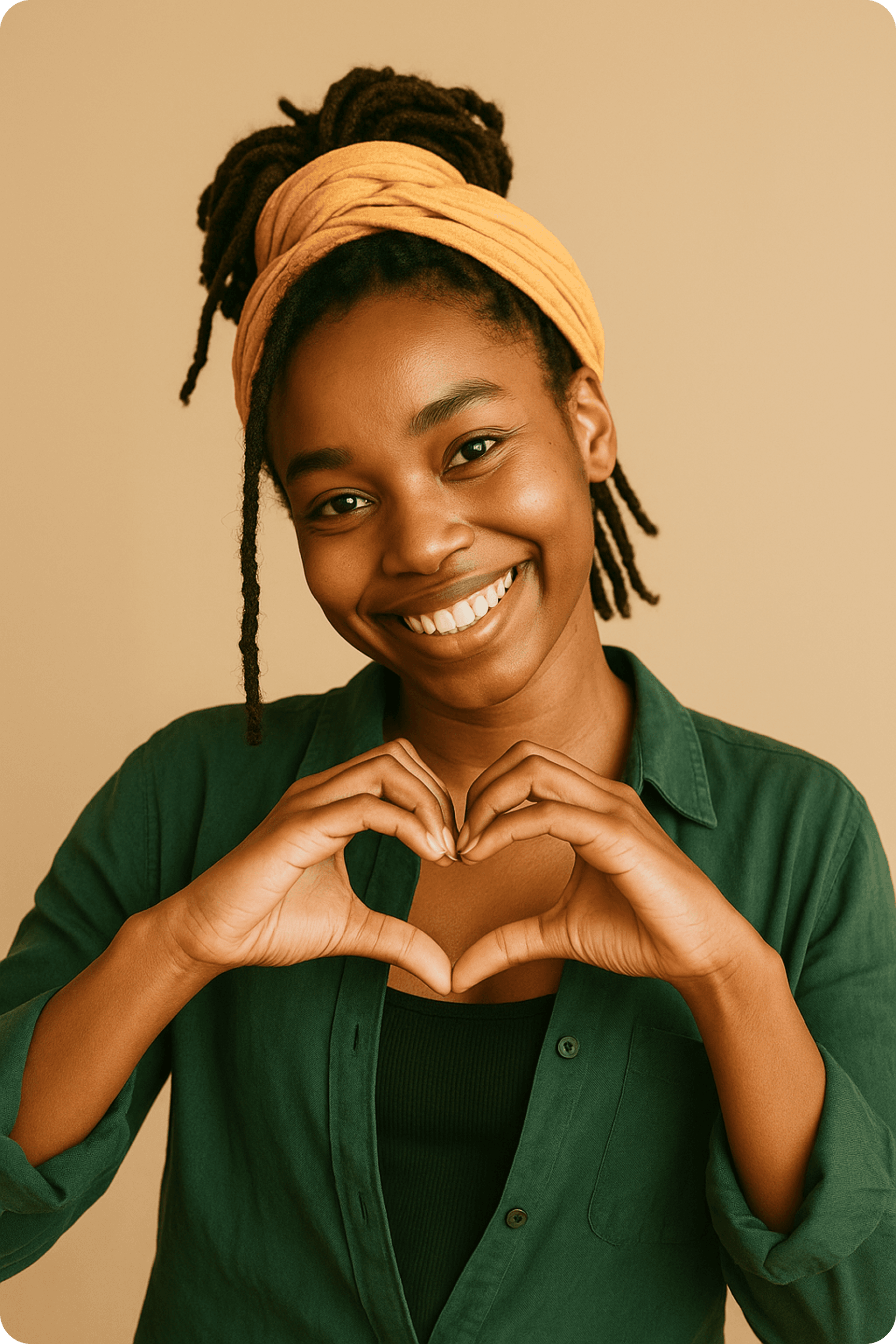 Person making heart gesture